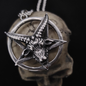 巴风特666吊坠带链倒五芒星山羊头钛钢项链黑金属摇滚不掉色配饰