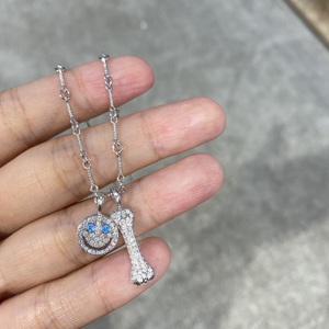 eyefunny风格骨头笑脸吊坠可拆卸麻花项链yesharon定制款