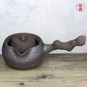 粗陶围炉煮茶壶侧把壶干烧带过滤茶水分离陶瓷泡茶壶大容量烧水壶