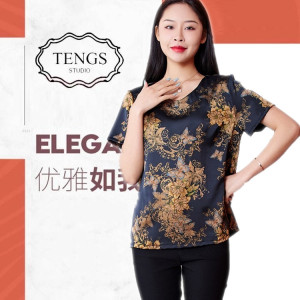 tengs滕氏女装官方旗舰店中年女士妈妈洋气夏装桑蚕丝上衣短袖t恤