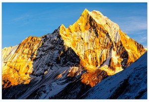 fj1145定制高清3d背靠金山珠穆朗玛峰金色日出背景墙壁画沙发客厅