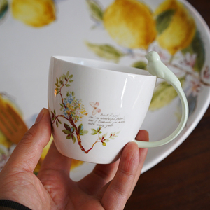 精致生活 出口欧式花卉系列造型鸟陶瓷咖啡杯 下午茶花茶杯红茶杯