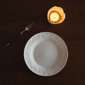 欧单 出口浮雕葡萄花卉图案陶瓷7寸餐盘 早餐盘 点心盘甜品盘菜盘