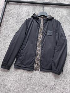 秋季新款fendi芬迪夹克外套连帽双面穿男女同款ff提花休闲风衣