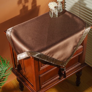 新中式风格床头柜盖布桌布正方形方巾小方几防尘套罩子角柜布艺