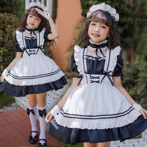 日本女童黑白色经典女仆装童装萝莉女佣可爱lolita连衣裙儿童公主