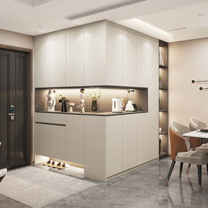 现代简约入户鞋柜餐边柜一体组合转角柜靠墙玄关柜门厅柜轻奢定制