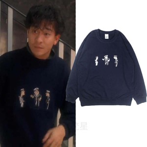 港风整蛊专家刘德华同款卫衣六亲不认步伐潮水手纯棉宽松圆领外套