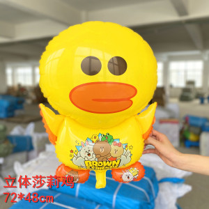 铝膜光膜黄色飘空充气太快飘空气球立体小黄鸭子模型可爱10个一组