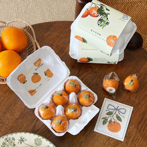 网红橘子酥包装盒纸浆盒梨子酥凤梨酥礼品盒搭配吊牌贴纸卡片围边