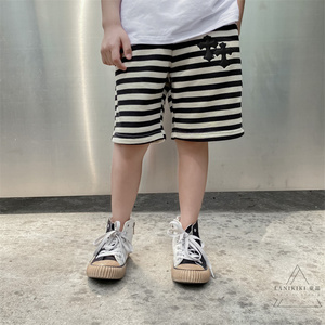 LANIKIKI 夏季新款 儿童超百搭黑白条纹休闲中裤短裤