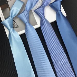 浅蓝淡蓝色粗细斜纹方格圆点条纹领带男职业正装商务休闲韩版手打
