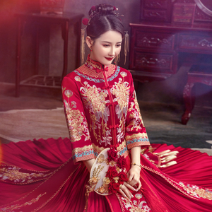 秀禾服2020新款夏季薄款结婚新娘中式礼服大码嫁衣龙凤褂秀和服女