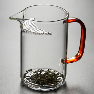 主人公道杯耐热玻璃透明泡茶绿茶杯一体月牙片过滤茶水分离玻璃杯
