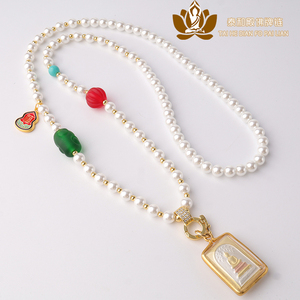 新款泰国佛牌链珍珠项链搭配古法鎏金琉璃高端可挂黄金玉石翡翠