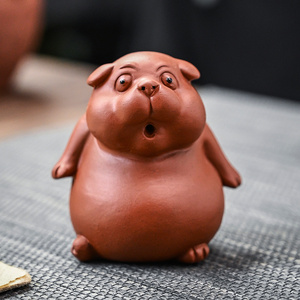 紫砂茶宠动物小摆件金鱼金蟾小猪龟创意茶桌茶玩可养功夫茶具配件