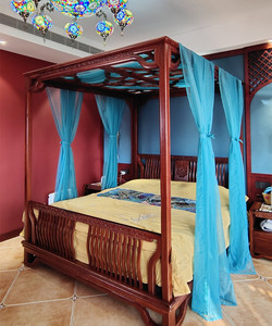 复古床幔搭纱挂纱纱幔装饰架子床新中式客栈民宿家用卧室通用简约