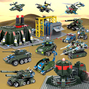 开智启蒙积木红色警戒军事野战系列飞机未来坦克拼装儿童益智玩具