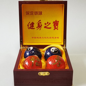 寿星空心保定铁球健身球手球老年保健按摩手转景泰蓝50mm带响铃音