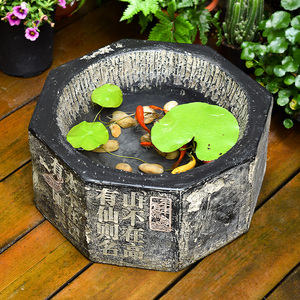 庭院水井装饰摆件花园小鱼池水培盆景水景中式天台仿古造景鱼缸