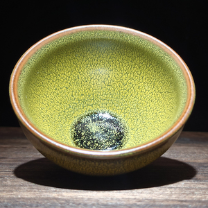 正宗建阳建窑大师纯手工张国平绿鹧鸪束口建盏主人杯茗品将军杯