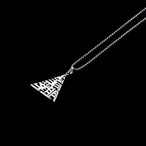 说唱rapper龙胆紫厂牌logo项链男钛钢吊坠女嘻哈朋克毛衣链不掉色
