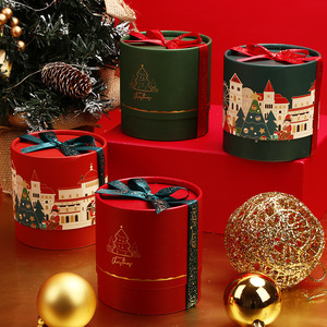 圣诞节苹果包装盒平安夜平安果盒子苹果盒子圆形苹果盒子圣诞礼品