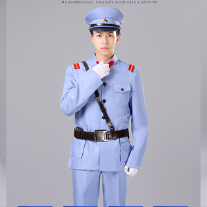 2022年男士北伐军新款表演服蓝色国军军装民国话剧舞台服装租赁