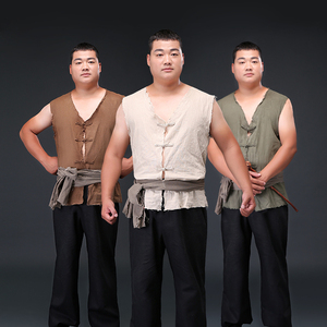 男士民国坎甲马甲黄包车服农民工人车夫管家杂役仆人服装租赁