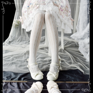 洛丽塔lo娘镂空连裤袜萝莉少女lolita花嫁白蕾丝竖条纹打底袜丝袜