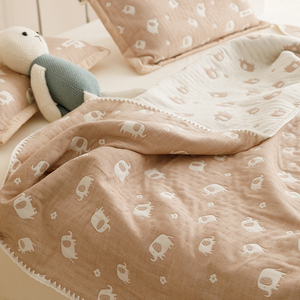 肥子妈儿童纱布盖毯婴儿被子宝宝四季盖毯幼儿园小被子午睡毯