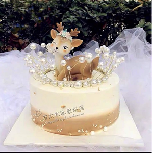 上海冰淇淋一鹿有你皇冠送老婆送闺蜜小鹿梅花鹿动物奶油生日蛋糕
