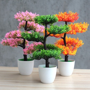 塑料花仿真植物小盆栽迎客松盆景室内假花北欧ins摆设装饰花 摆件