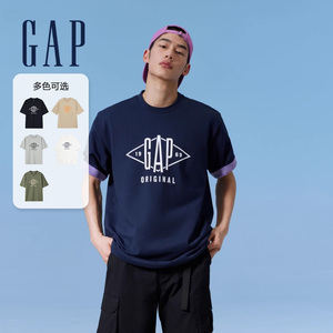 Gap男女装夏季2024新款LOGO纯棉百搭短袖T恤圆领休闲上衣884791