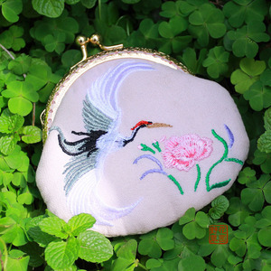 仙鹤绣花刺绣口金包材料包diy手工复古钱包汉服小包古装迷你原创