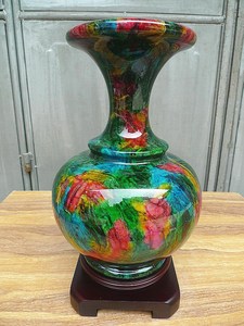 台湾七彩玉花瓶天然七彩玉聚财高端商务礼品摆件七彩玉石家居装饰