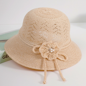 遮阳盆帽2023新款女夏天洋气可折叠防晒凉帽防紫外线花朵太阳帽