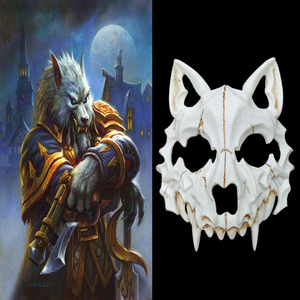 新款半脸狼面具日本骨头动漫二次元装扮假面化妆舞会面罩道具cos