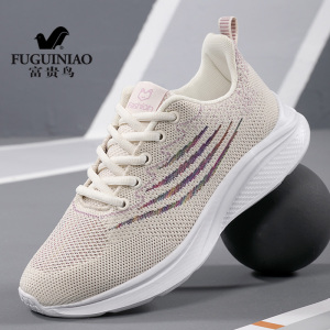 富贵鸟大码飞织运动鞋女2022年秋季新款休闲跑步鞋百搭网面透气鞋