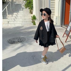儿童套装女童霸气女装小学生学院风外套百褶裙两件套西服西装春装