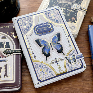 凯特城堡复古手帐本pu磁扣本哥特风蝴蝶花卉手账本记事本笔记本子