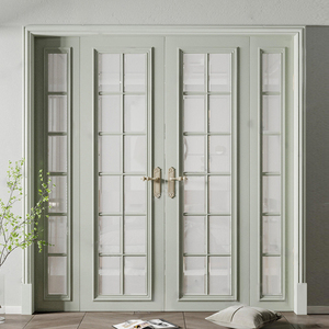美式双开实木玻璃门子母门实木烤漆卧室房间门隔断门对开门定制