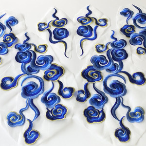 祥云布贴刺绣小号衣服补丁国潮高端古风汉服云朵绣花贴片装饰14人付款