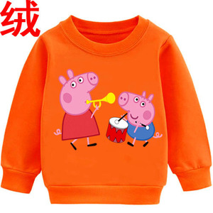 小猪衣服女童3女孩5男宝小孩春秋冬纯棉加绒卫衣外套46