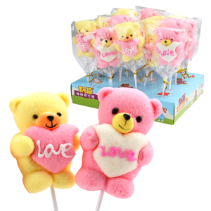 卡通爱心小熊棉花糖棒棒糖可爱糖果零食装饰软糖520送情人节礼物