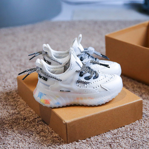 李宁联名儿童运动鞋男童鞋子中大童跑步鞋男孩爆米花彩虹底椰子鞋