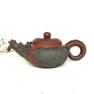 笑哈堂 广西钦州坭兴陶茶壶 非紫砂 精品龙壶 仿生上官清吉260ml