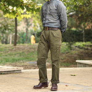 jack gu二战美军m65军裤纯棉高密军绿色直筒长裤男士复古jg058