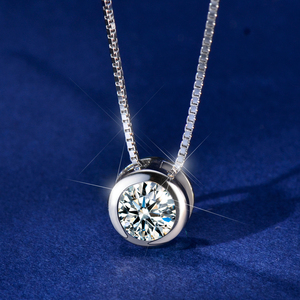 莫桑钻项链单钻泡泡莫桑石1克拉锁骨吊坠经典礼物18k金小气泡钻石