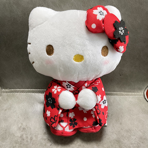 日本sanrio hellokitty卡通樱花和服造型毛绒公仔娃娃玩偶摆件
